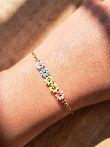 Pulsera Flores Arcoíris Pastel