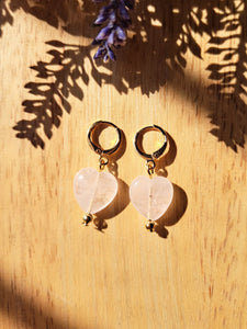 Aretes Corazón Cuarzo Rosa
