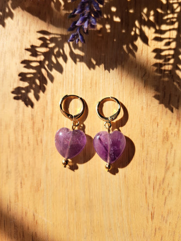 Aretes Corazón Amatista