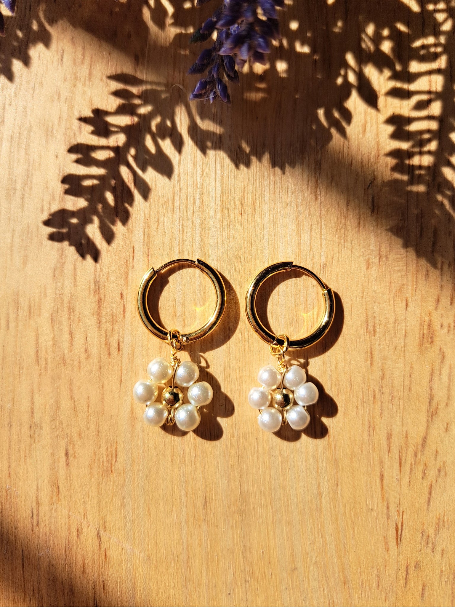 Aretes Flor Perlas