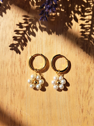 Aretes Flor Perlas