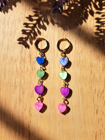 Aretes Corazones Multicolor