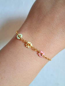 Pulsera 3 Flores Pastel