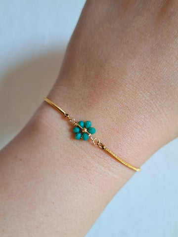 Pulsera Flor Cristal Turquesa