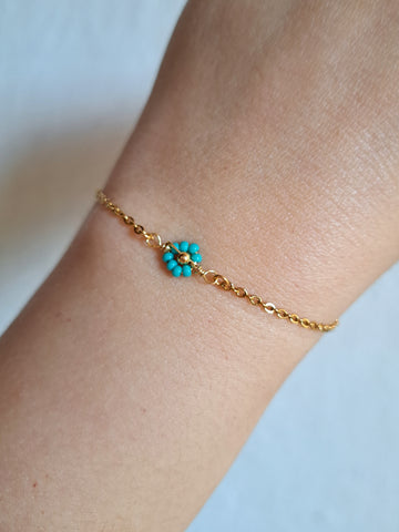 Pulsera Mini Flor Turquesa