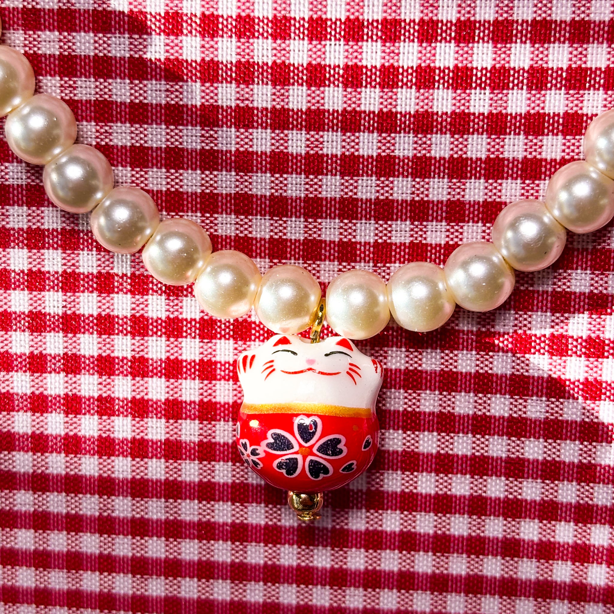 Collar Perlas Gatito de la Suerte