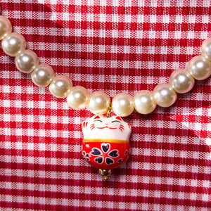Collar Perlas Gatito de la Suerte