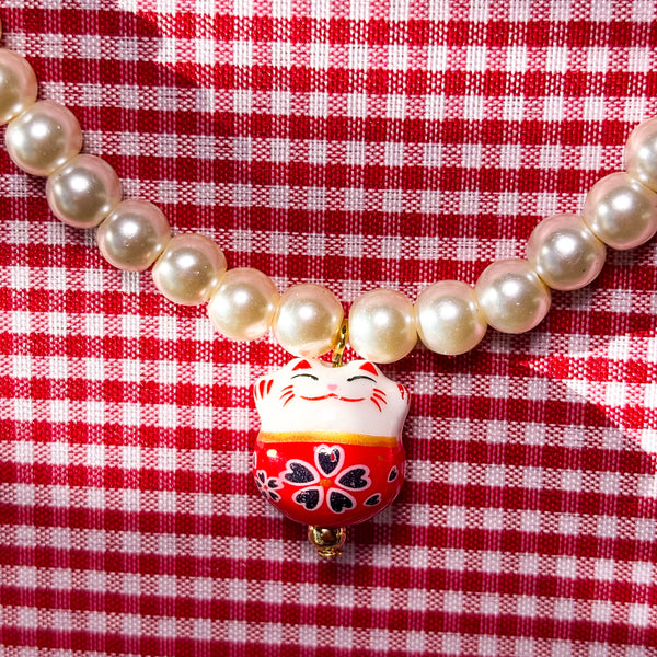 Collar Perlas Gatito de la Suerte