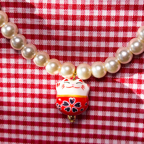 Collar Perlas Gatito de la Suerte