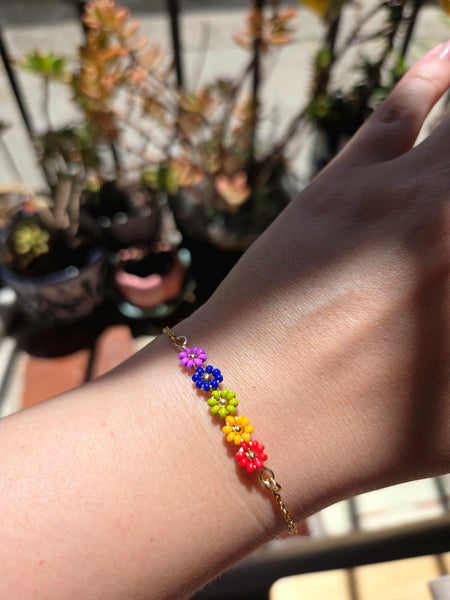Pulsera Flores Arcoíris