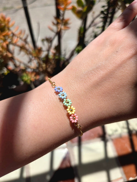 Pulsera Flores Arcoíris Pastel